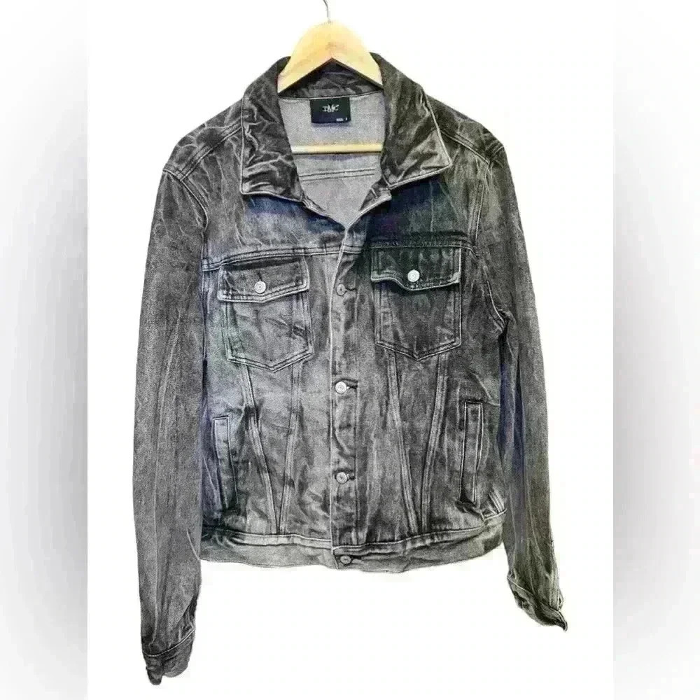 DMC Gray Denim Jacket Gold Butterfly Embroidery Boho Statement Women Size 8-10 - Picture 4 of 6